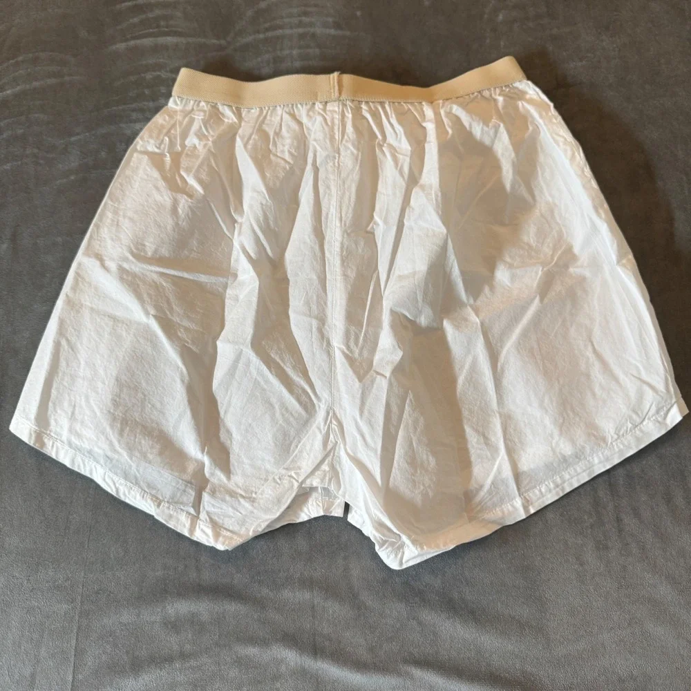 DONNI Women Pop Boxer Shorts XS White Cotton Elastic Waist Minimalist Coastal